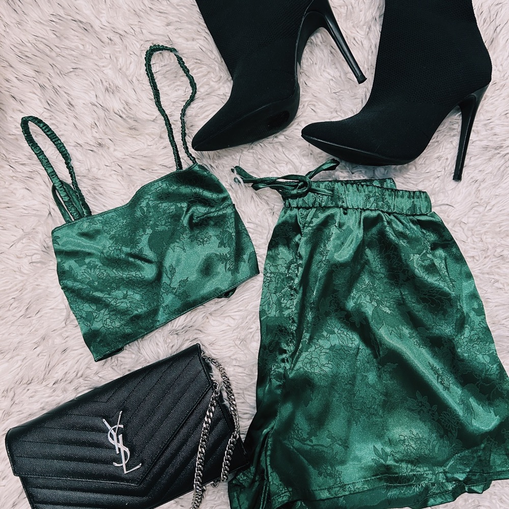 Turquoise 3 Piece Satin Set from 12TH TRIBE